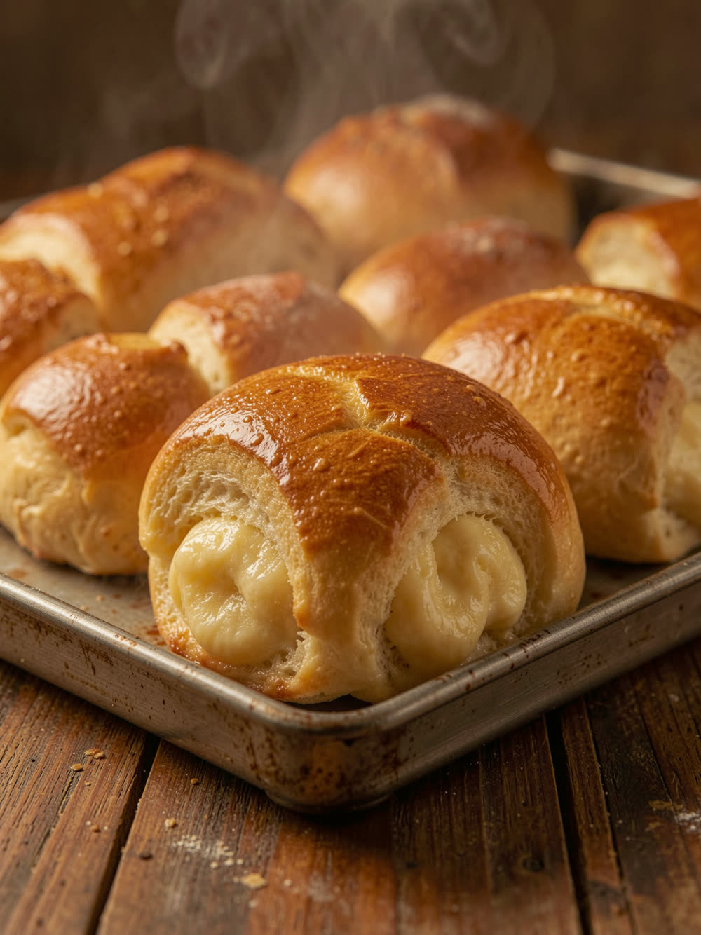 Pão Doce Recheado com Creme